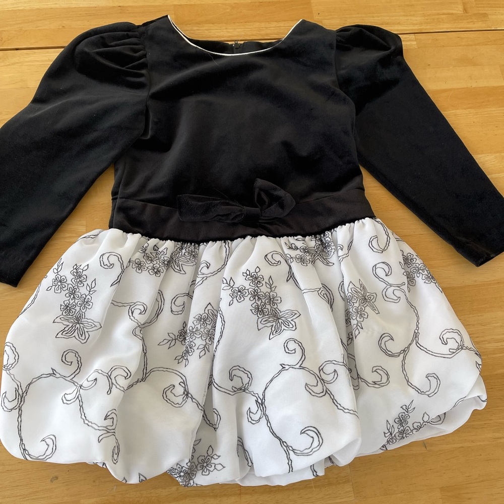 Vintage Eve Too Black & White Velour Bubble Party Dress 6 USA
